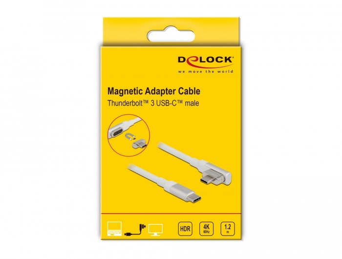 Delock Cable Magnético Thunderbolt 3 Usb-C 4k 60 Hz Macho A Macho Acodado 1,20 M.