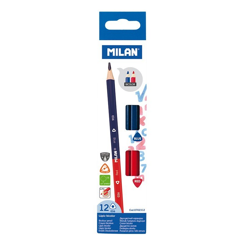 Milan Lápices Bicolor Caja 12ud Azul/Rojo