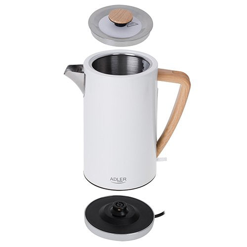 Hervidor Eléctrico Adler Ad 1347w, Potencia 2200 W, Capacidad 1,5 L, Blanco