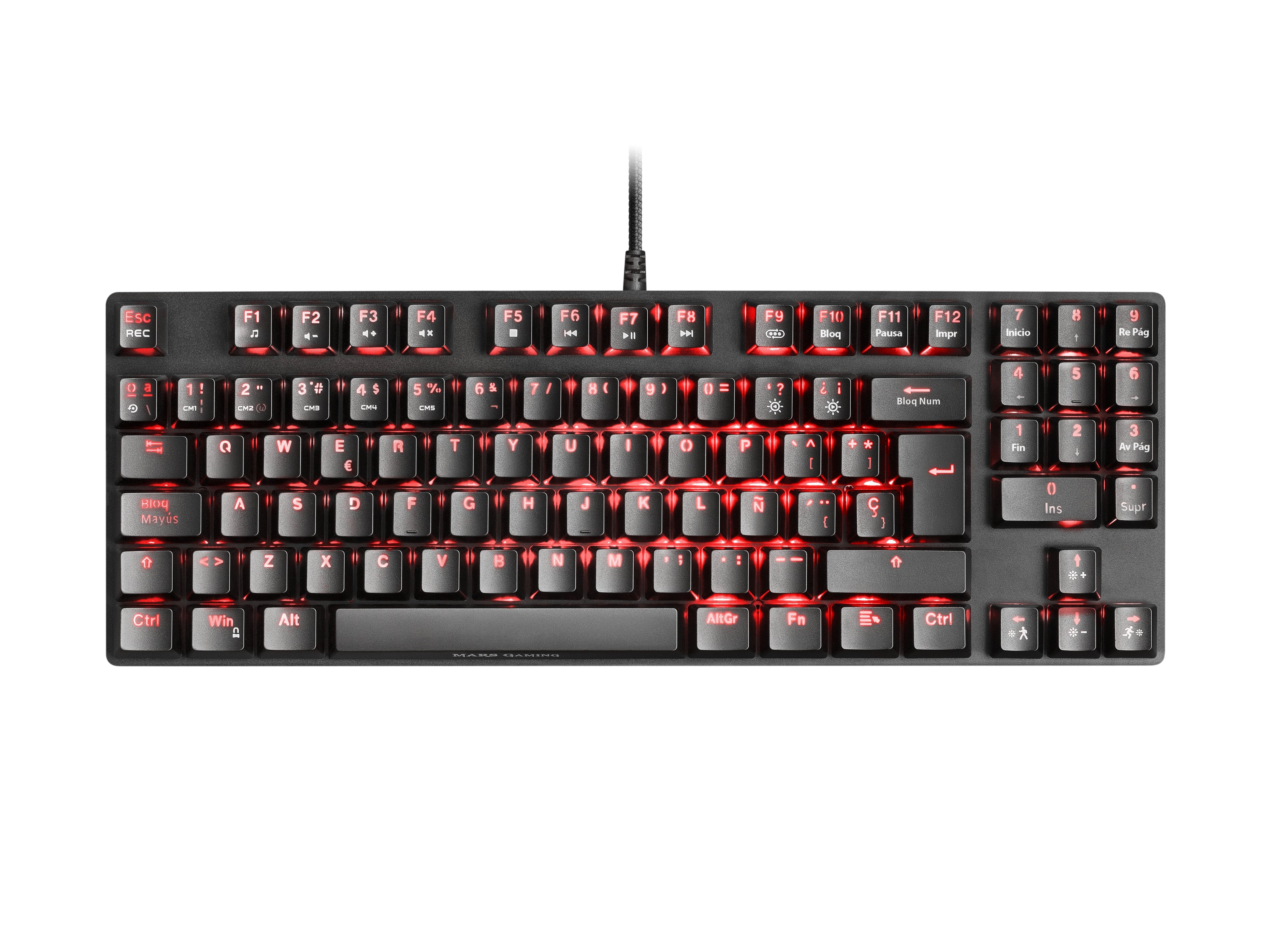 Teclado Español Mars Gaming Mkrevoprobes Negro, Gaming Rgb Mecánico, Tkl+ Num, Switch Azul