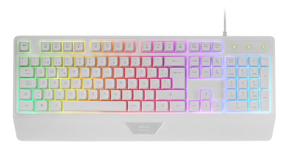 Kit Combo Pack 4en1 Rgb Mcp124 Pro Blanco Mars Gaming Teclado H-Mech Con Iluminación Rgb/ Ratón De Alta Precisión/ Alfombrilla Nanotextil/ Auriculares Con Sonido Envolvente E  Iluminación Frgb