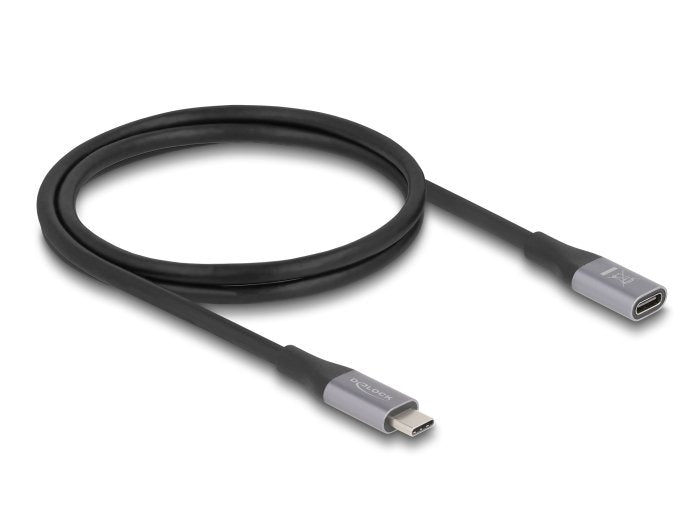 Delock 81201 Cable De Extensión Usb 40 Gbps Usb Type-C Macho A Hembra Pd 3.1 240 W 1 M Gris Metal