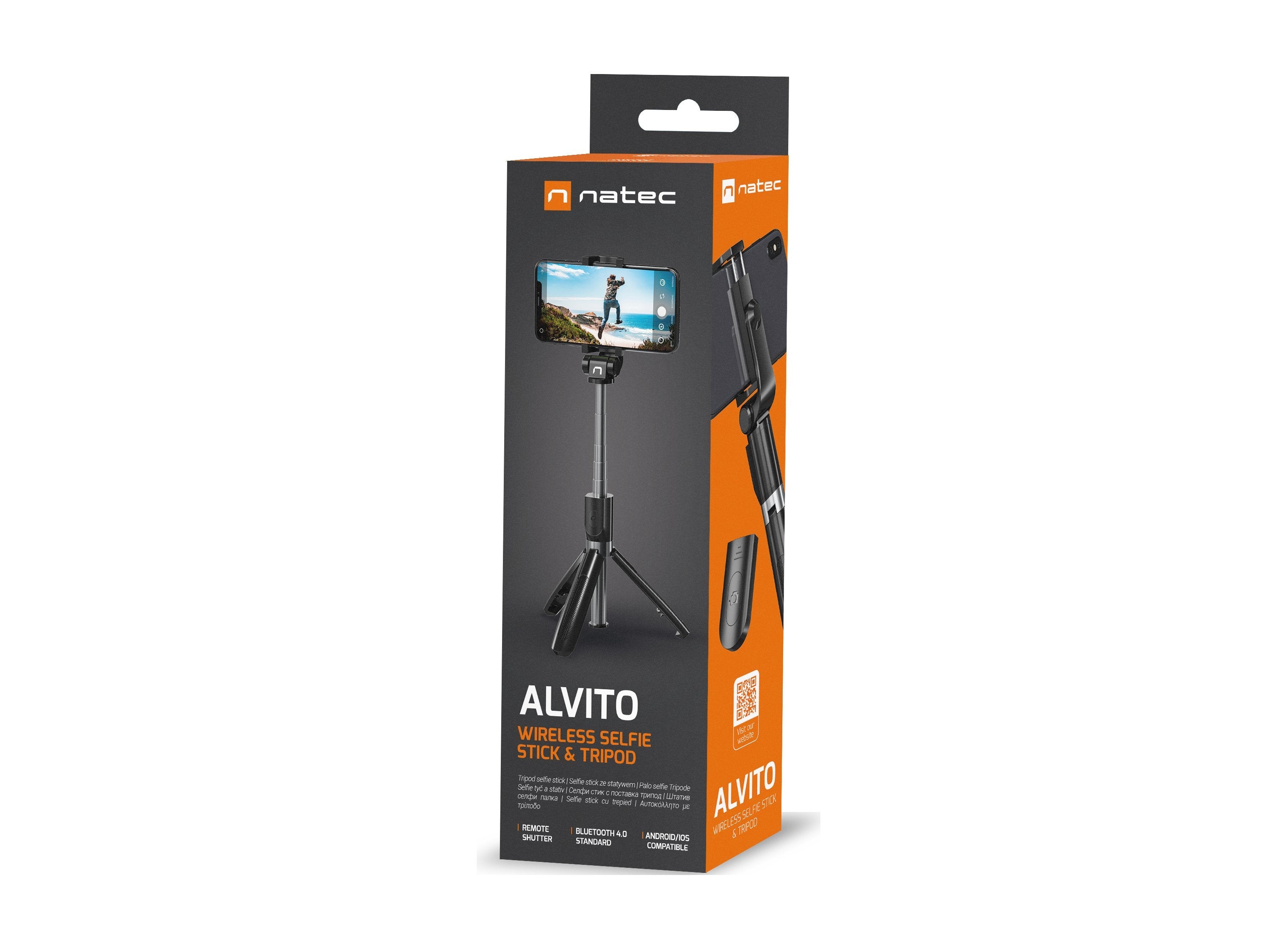Palo Selfie Natec Alvito Bt 4.0 Inalambrico Tripode Negro