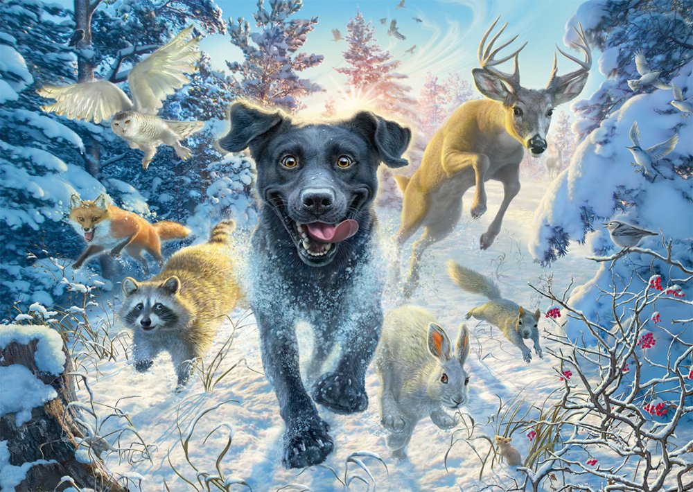 Juegos Schmidt Mark Fredrickson: Dog Love - Black Labrador In The Snow, Puzzle 1000 Parts 58558