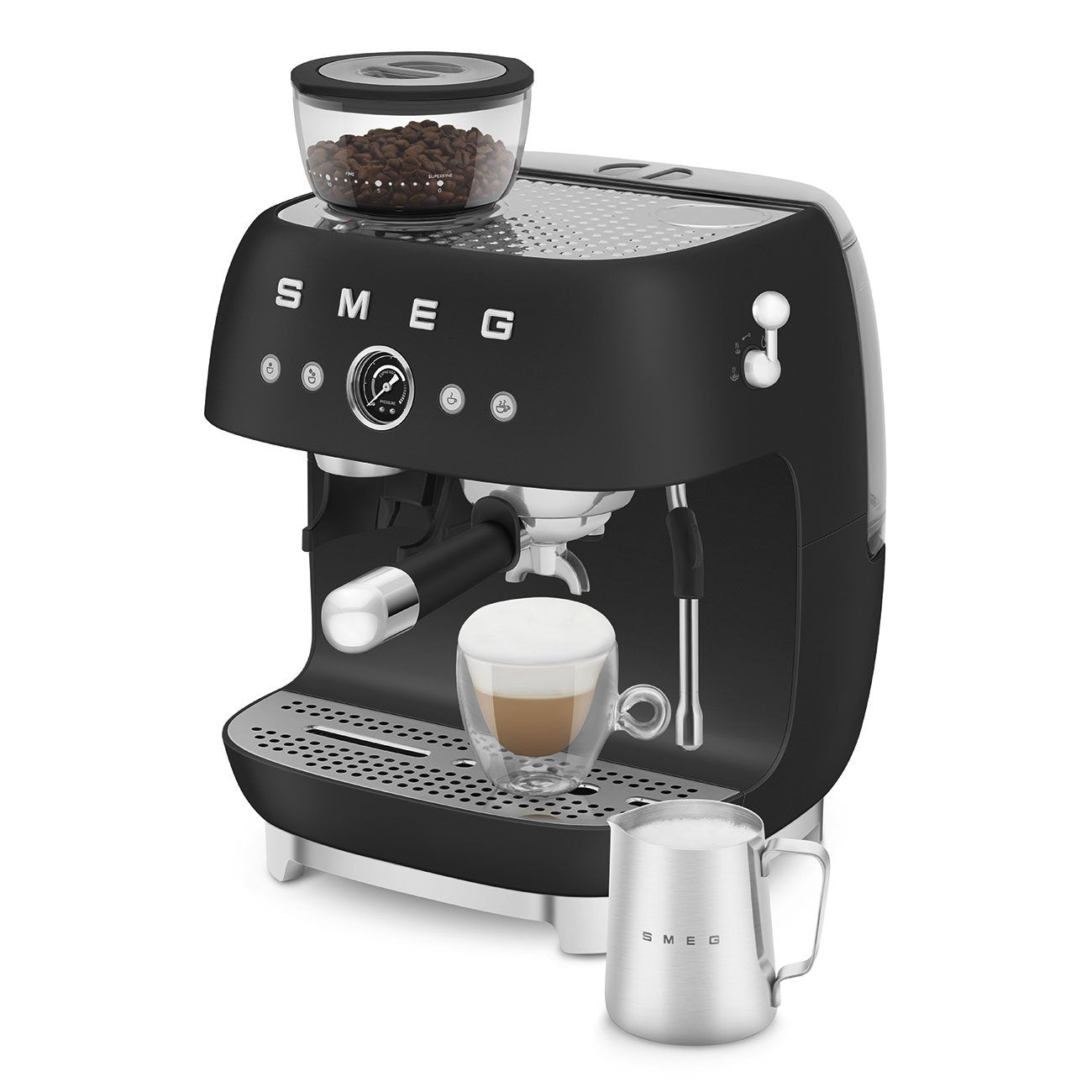 Smeg Kaffeemaschine Man. Mahlwerk Egf03blmeu, Thermoblock, Dampfdüse, 1l,...