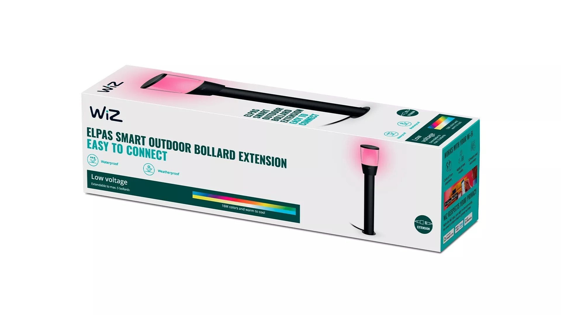 Wiz Lv Bollard Outdoor,4,8w,2700-5000 (Rgb),Ip65 (Adaptor Ip44),Black