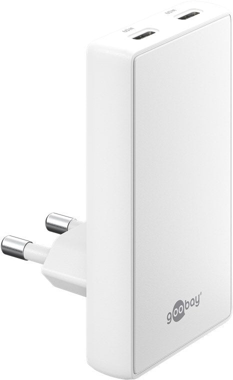 Goobay Usb-C Pd Gan 90° Dual-Schnelladegerät 65 W (Blanco, 65 Watt) 75726