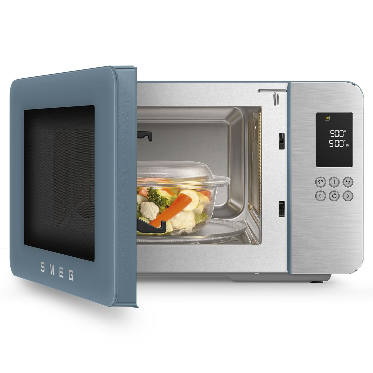 Microondas Smeg Con Grill Moc01sbmeu, 4 Fkt, 1900w, Azul Tormenta Mate