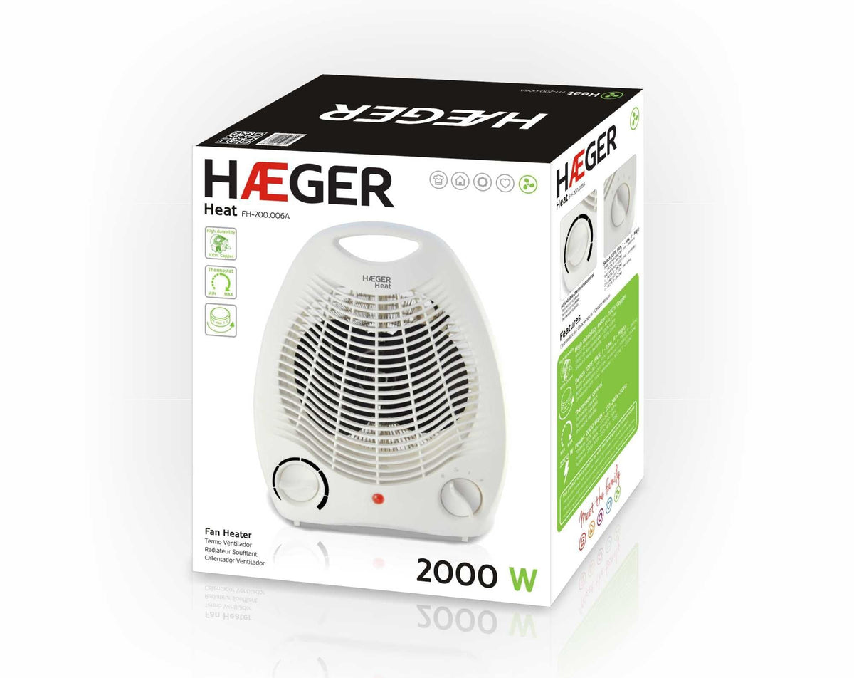 Calefactor Haeger Heat 2000w 2 Niveles Potencia (1000/2000w)  4 Funciones Ajustables