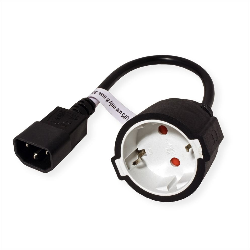 Value Netzcable, C14 Auf Cee7 3, Max. 10a (2300w), Nur Fr Verwendung An Usv, Schwarz, 0,3 M