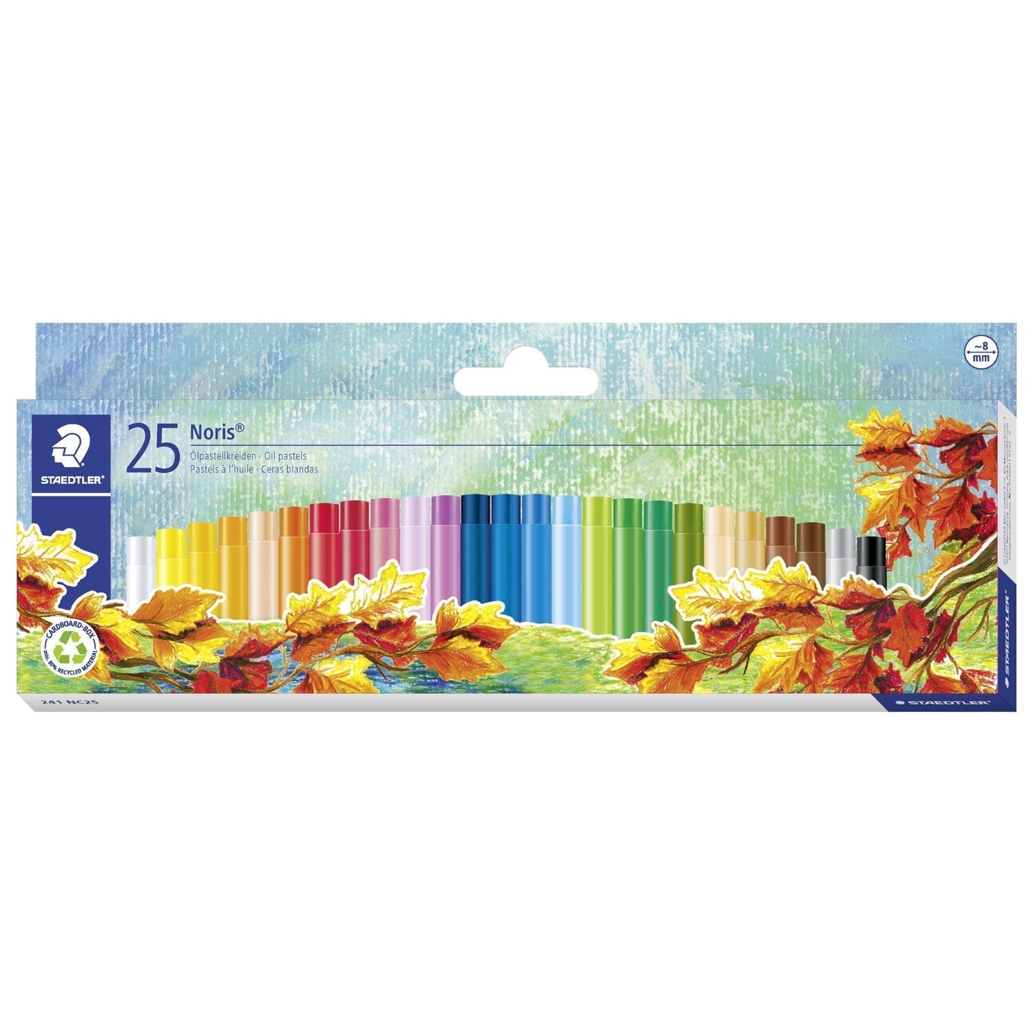 Staedtler Noris 241 Pack De 25 Ceras Blandas - Diametro 8mm - Resistencia A La Rotura - Colores Surtidos