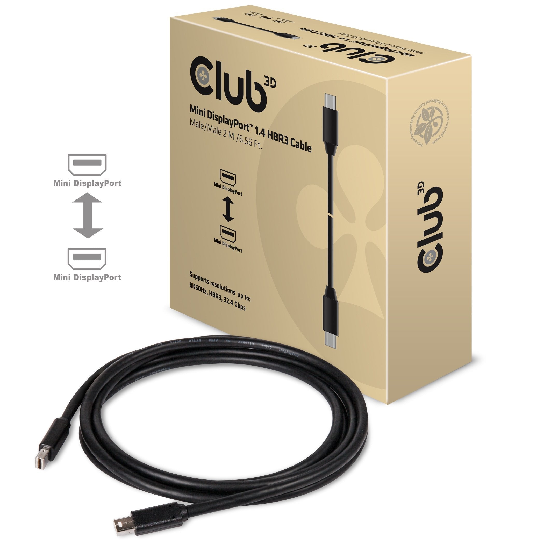Club3d Mini Displayport 1.4 Cable Hbr3 8k60hz Macho / Macho 2 Metros