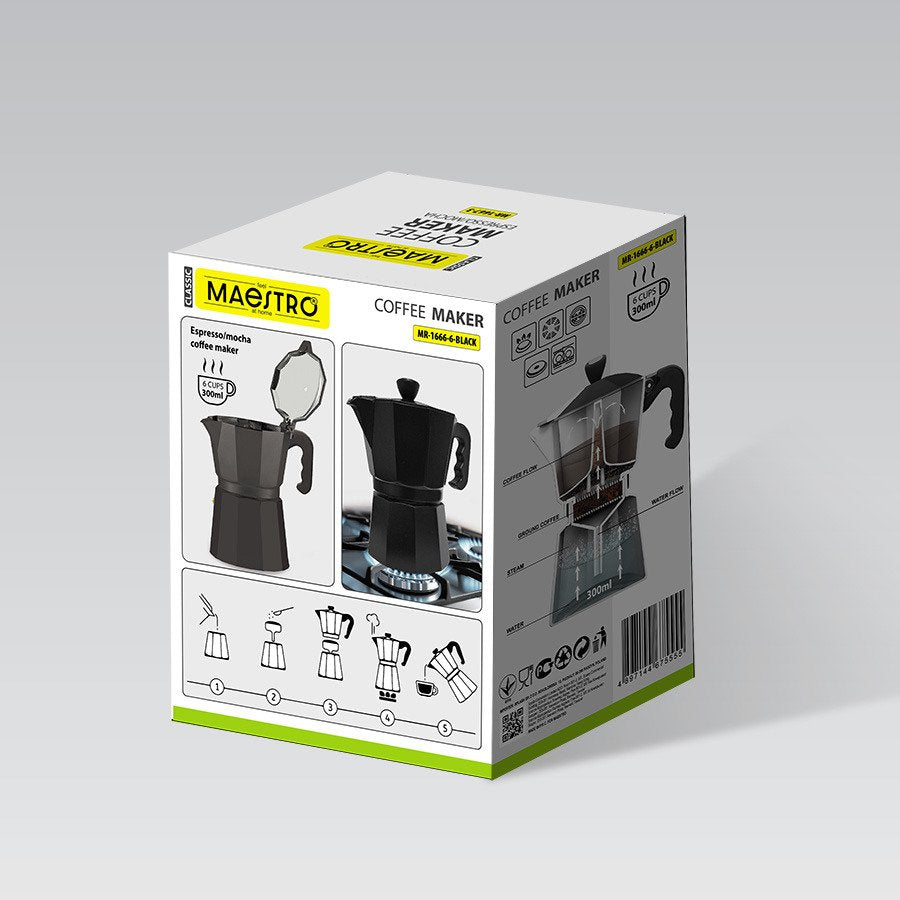 EAN 4820177146068 - Maestro MR-1666-3-BLACK cafetera manual Juego de cafetera espresso Negro imagen 8