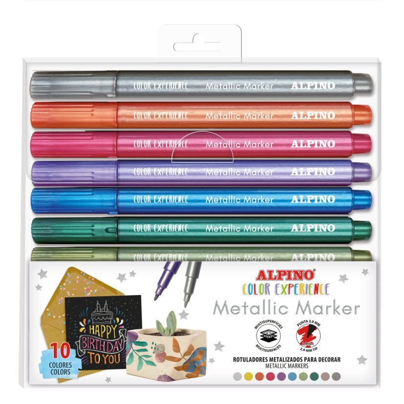 Alpino Rotuladores Multisuperficies Metallic Color Experience Estuche 10 C/Surtidos