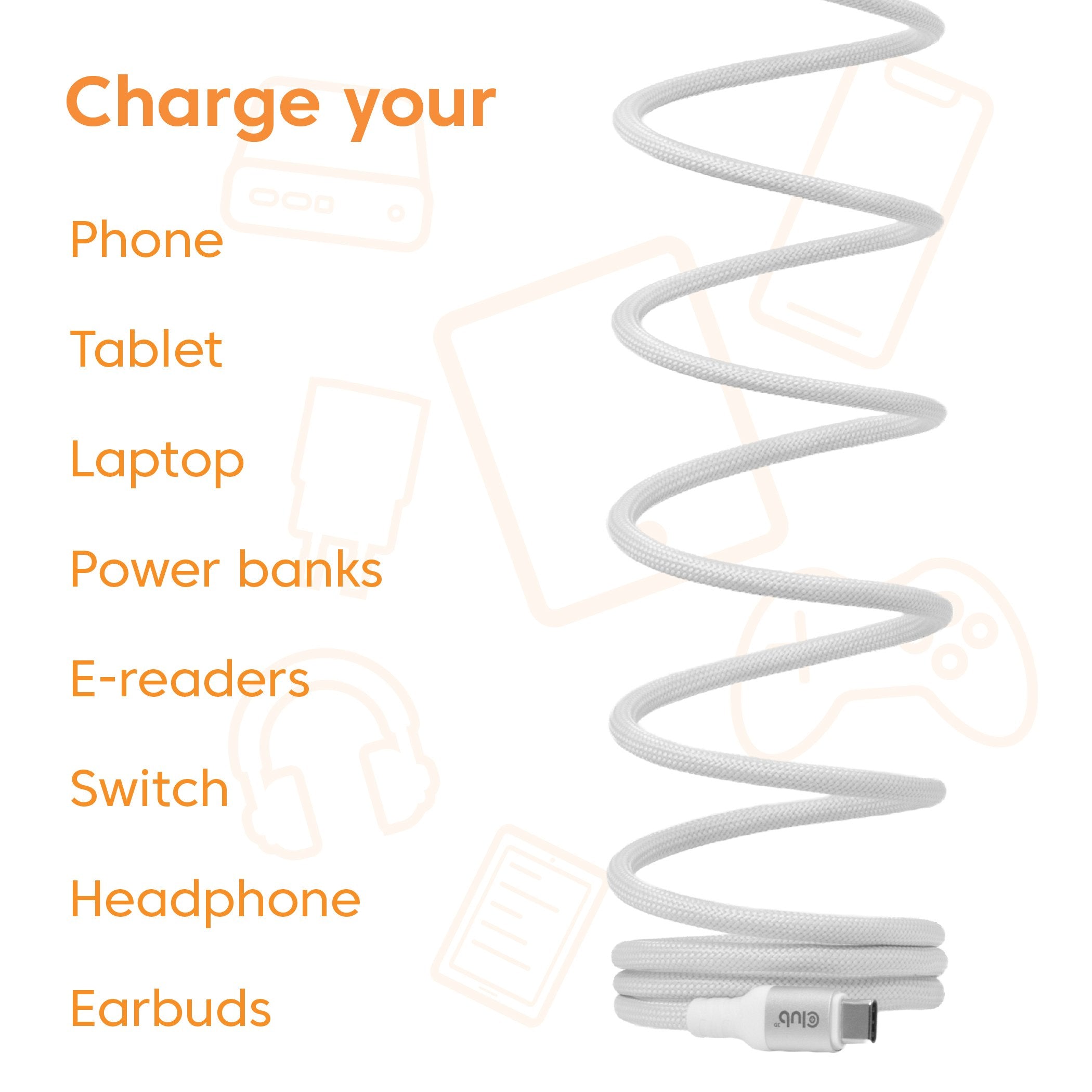 EAN 8719214473617 - CLUB3D CLUB 3D USB-C Magnetic-Coil Cable White cable USB 2 m USB C Blanco imagen 4