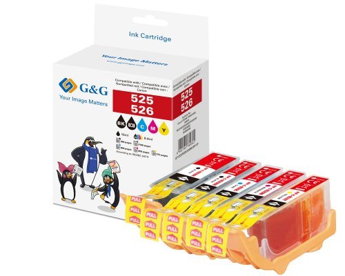 G&G Druckercartuchon 5er Set Para Canon Pgi-525bk+Cli-526