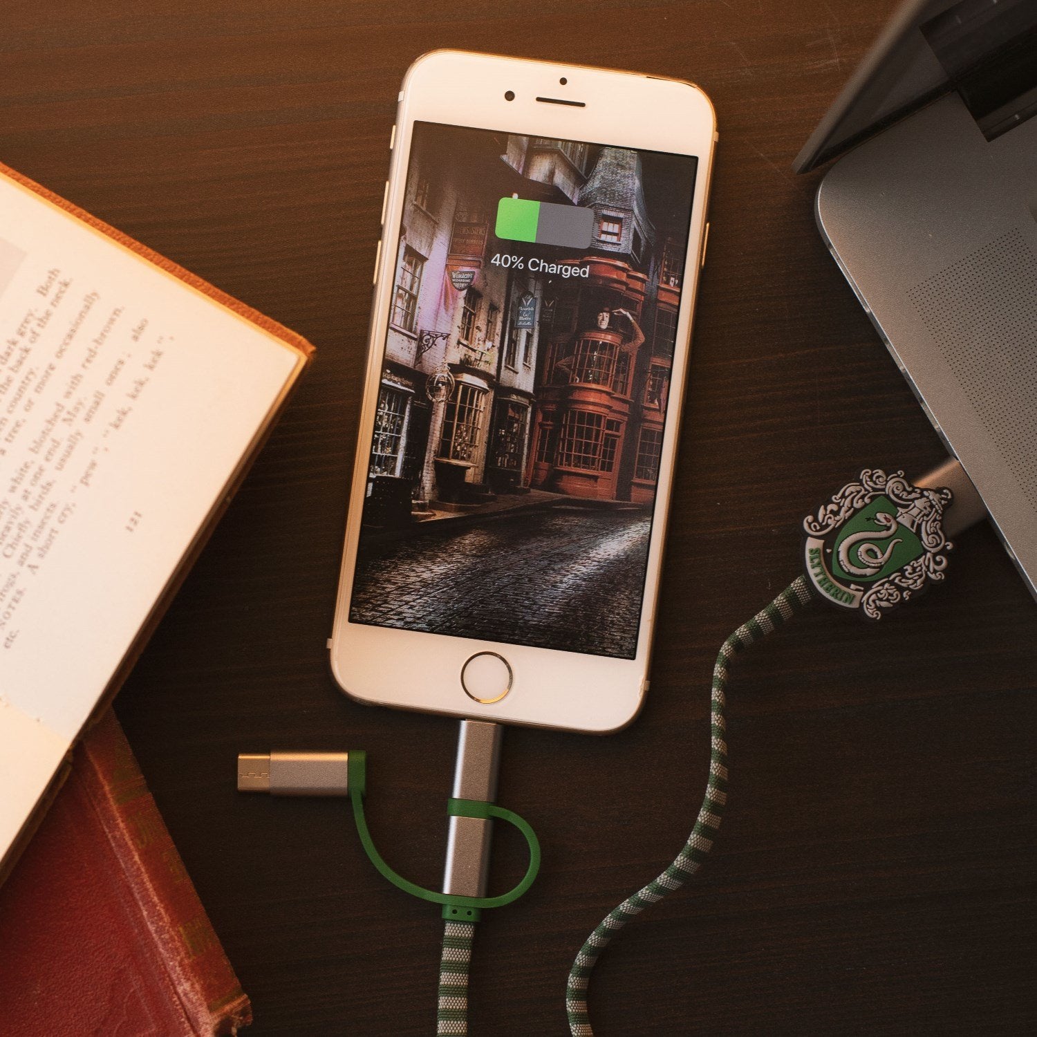Cable Hogwarts Slytherin 3 En 1 Lightning/Micro/Usb-C