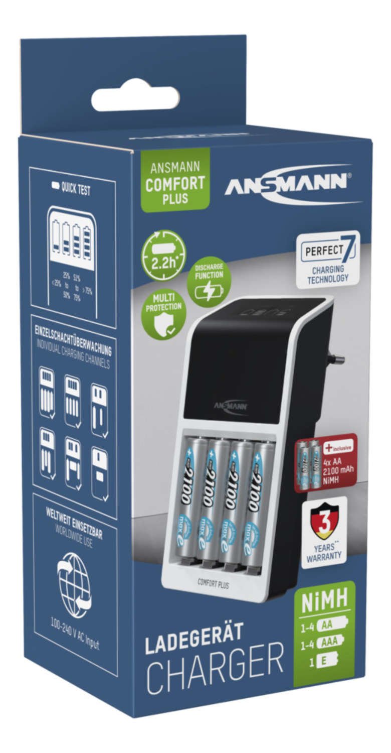 Ansmann 1001-0094-01 Cargador Rápido Comfort Plus Para Baterías Recargables Nimh