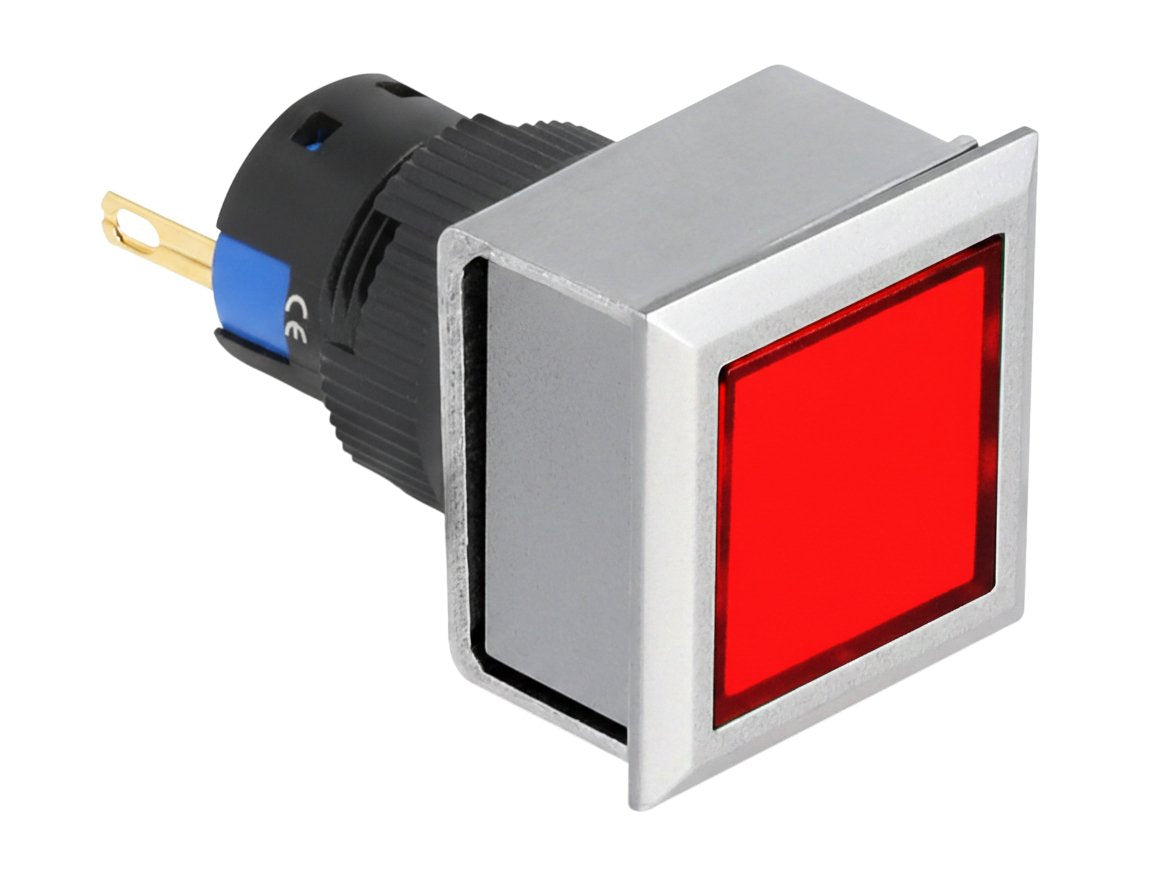 16 Mm Kunststoff Signallampe Rot   Lötversion   Viereckig