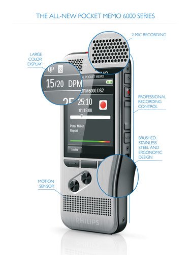 Philips Pocketmemo Grabadora De Voz Dpm6000, Dictáfono Digital, Software De Dictado Speechexec Basic