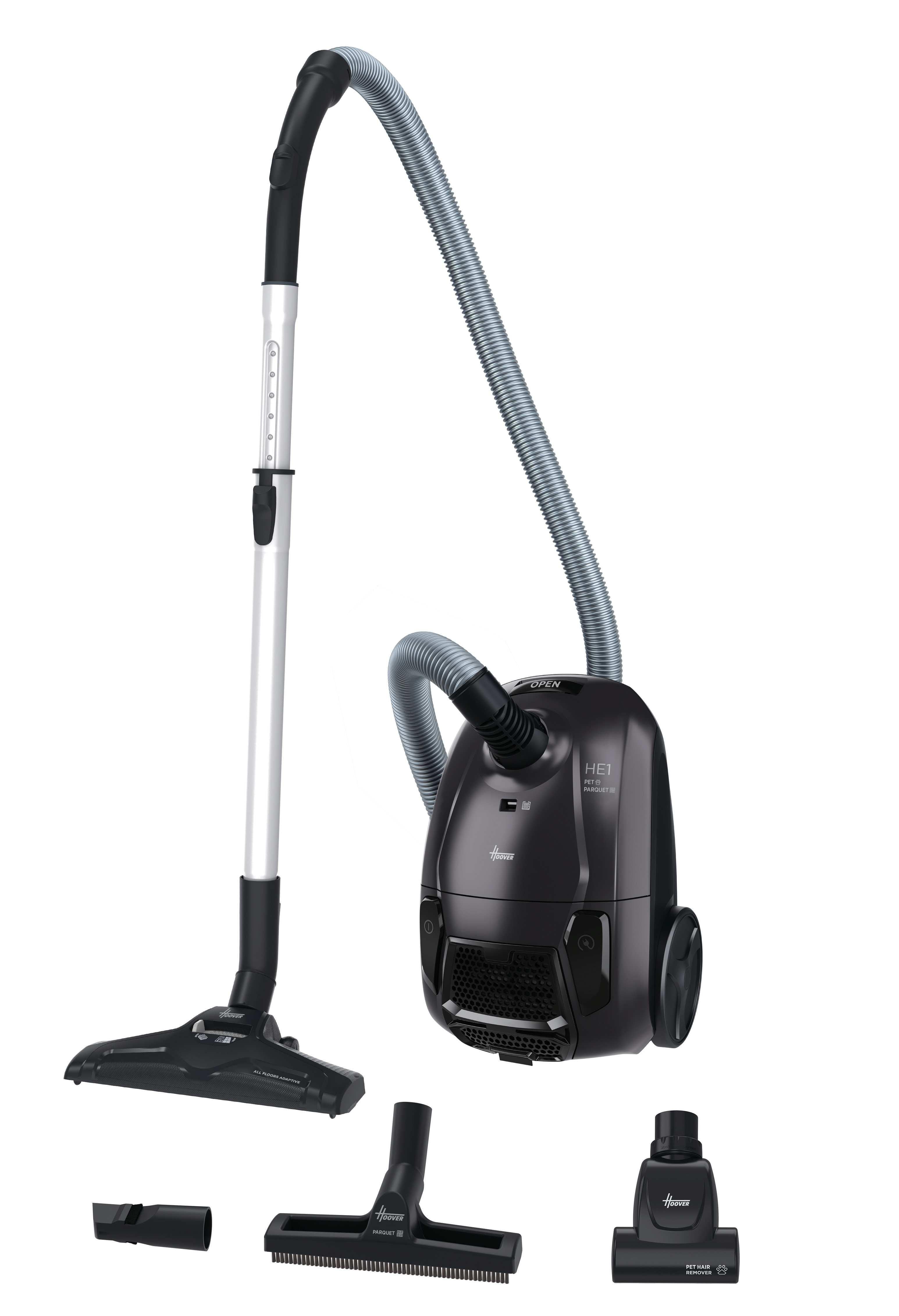 Hoover He120pet 011 Vacuum Cleaner, Bagged, Power 700 W, Bag 2.5 L, Working Radius 8.2 M, Black Grey