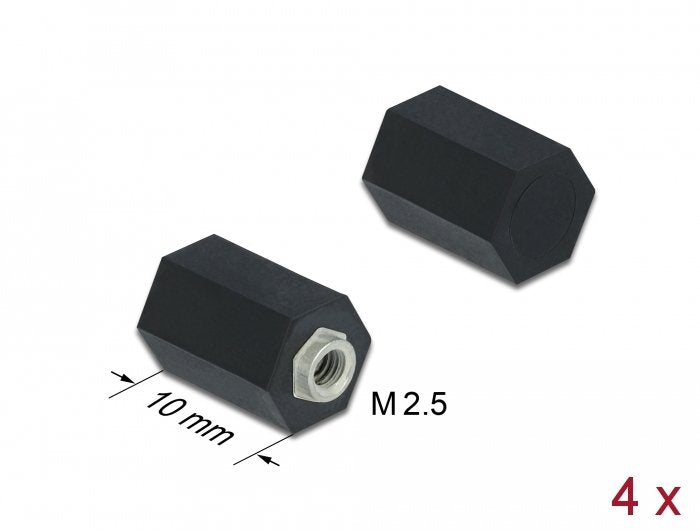 Abstandshalter M2.5, Sechskant, Innen, 10 Mm Schwarz 4 Stück