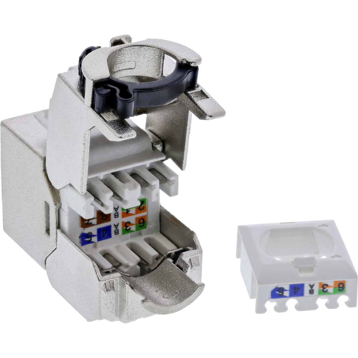24pcs. Bulk-Pack Inline® Keystone Rj45 Jack Slim, Snap-In, Cat.6a, Integrated Cable Tie