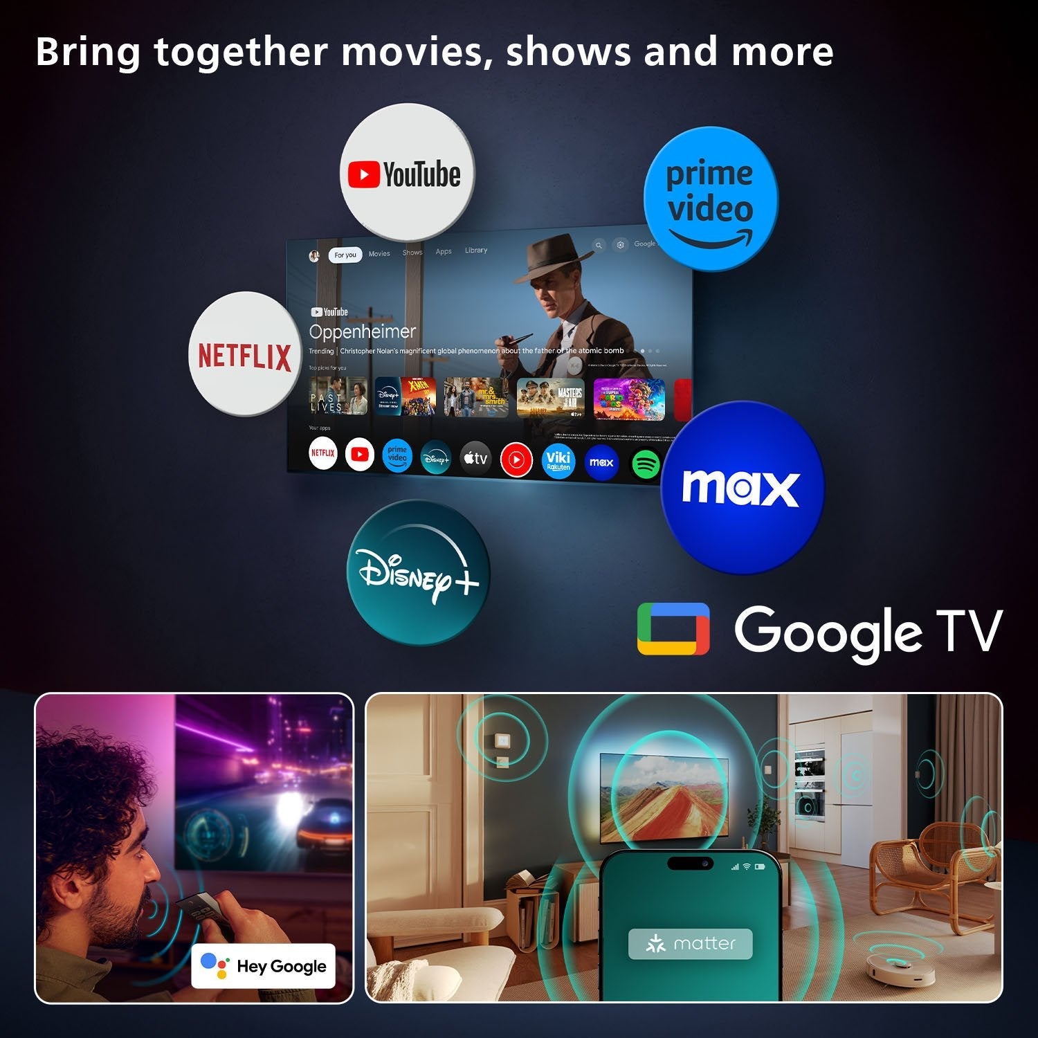 Televisor 194cm 77" (3840x2160) Philips 77oled810 12 16:9 Oled 144hz 4x Hdmi 2.1 2x Usb Lan Wlan Ambilight Google Tv Hdr10+ Dolby Vision Negro