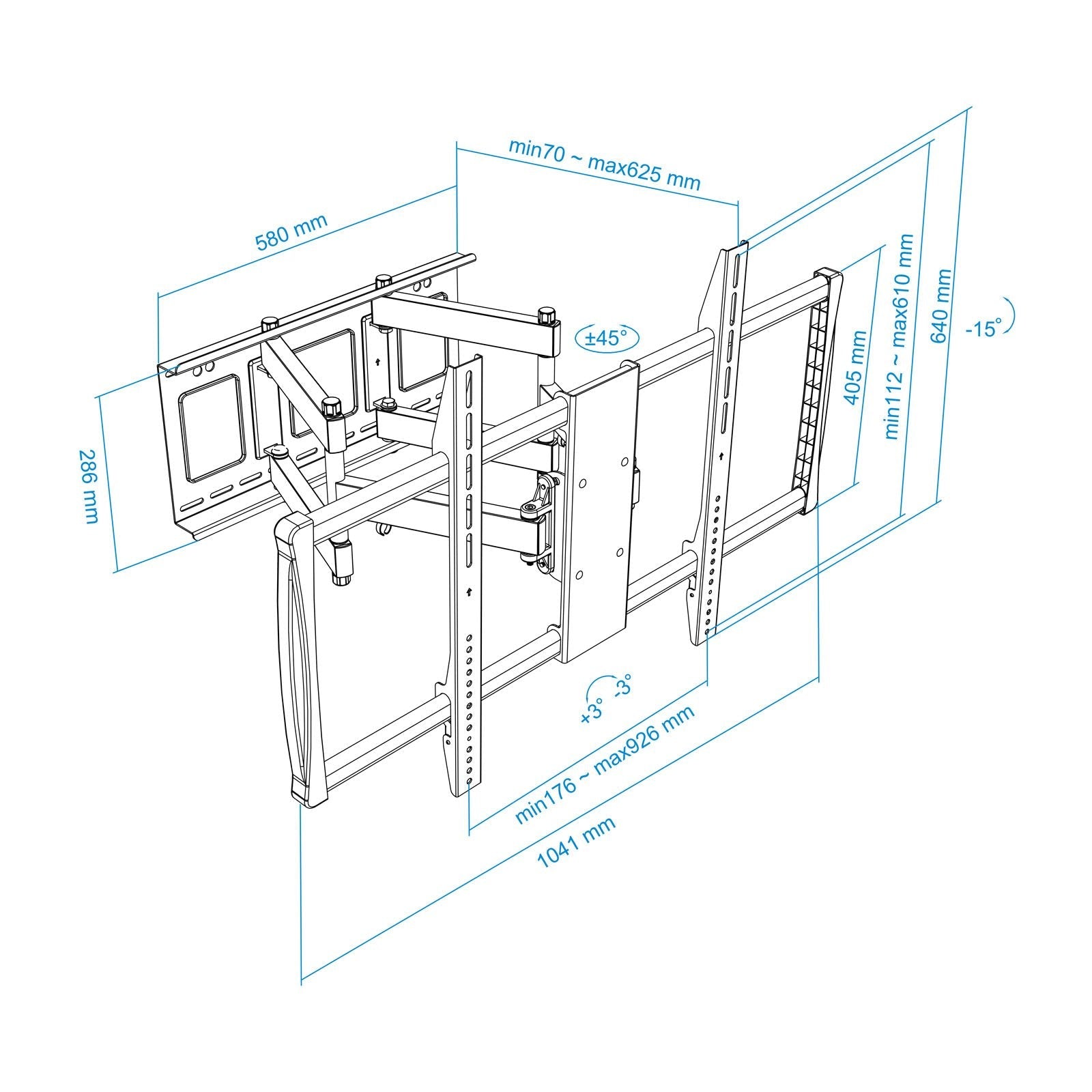 Tooq Soporte De Pared Con Doble Brazo Articulado Para Tv De 60"-100" - Giratorio E Inclinable - Peso Max 80kg - Vesa
