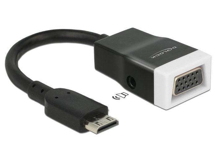 EAN 4043619655885 - DeLOCK 65588 adaptador de cable de vídeo HDMI Type C (Mini) VGA (D-Sub) + 3,5mm Negro imagen 1