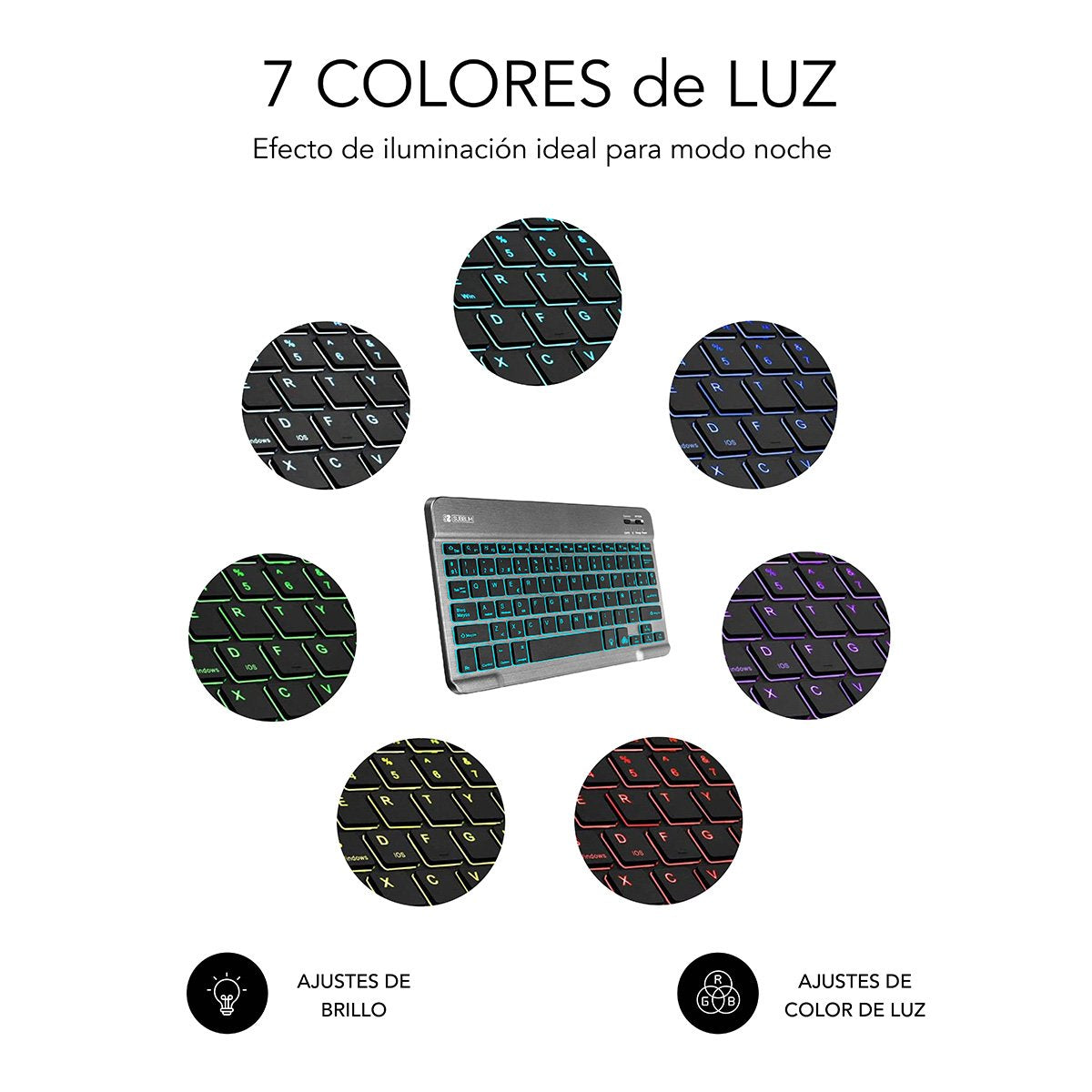 Teclado Bluetooth Subblim Sub-Kbt-Smbl31 Grey Bt3.0 Teclas Iluminadas Batería 420mah Compatible Multidispositivo
