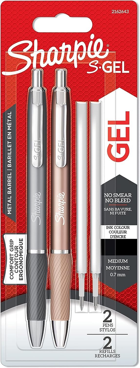2x1 Sharpie S-Gel Metal Steel Grey + Rosegold 0,7 Mm + 2 Minen