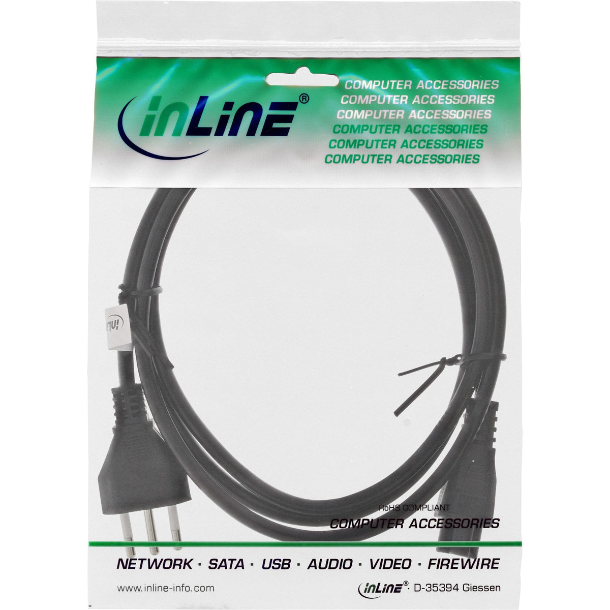 Cable De Alimentación Para Portátiles Inline, Enchufe De Italia A Enchufe Nb, 2,0 M