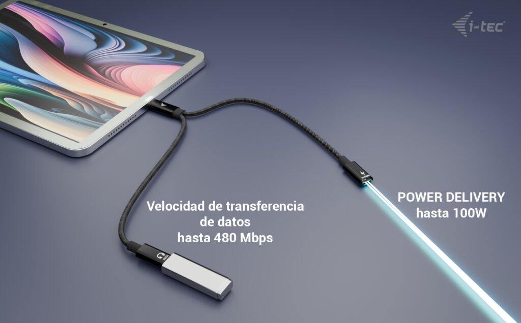 I-Tec Usb-C Cable Splitter Audio Data 1x Usb-C Pd Input 100w 1x Usb-C 2.0 For Audio Mic Or Data 480mbps Power Delivery 100w