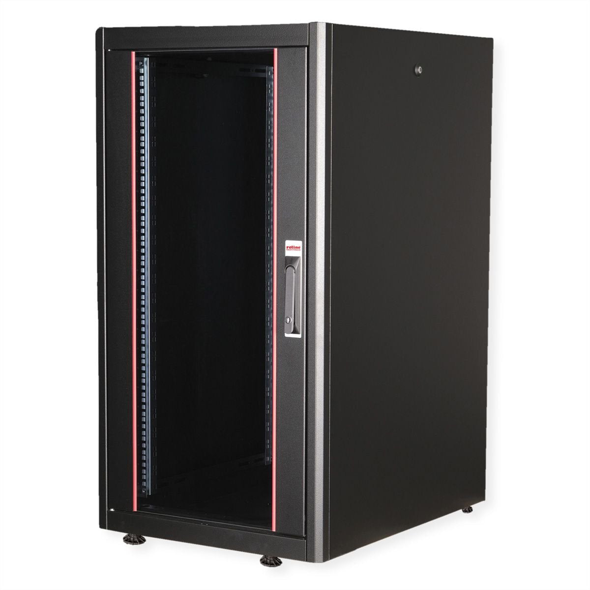 Roline 19-Zoll Netzwerkschrank Basic 22 He, 600x800 Bxt Glastr Schwarz
