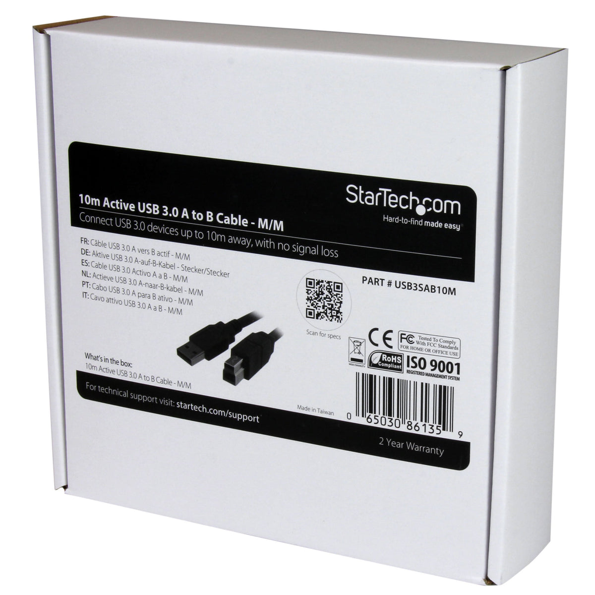 EAN 0065030861359 - StarTech.com USB3SAB10M cable USB USB 3.2 Gen 1 (3.1 Gen 1) USB A USB B 5 Gbit/s Negro imagen 4