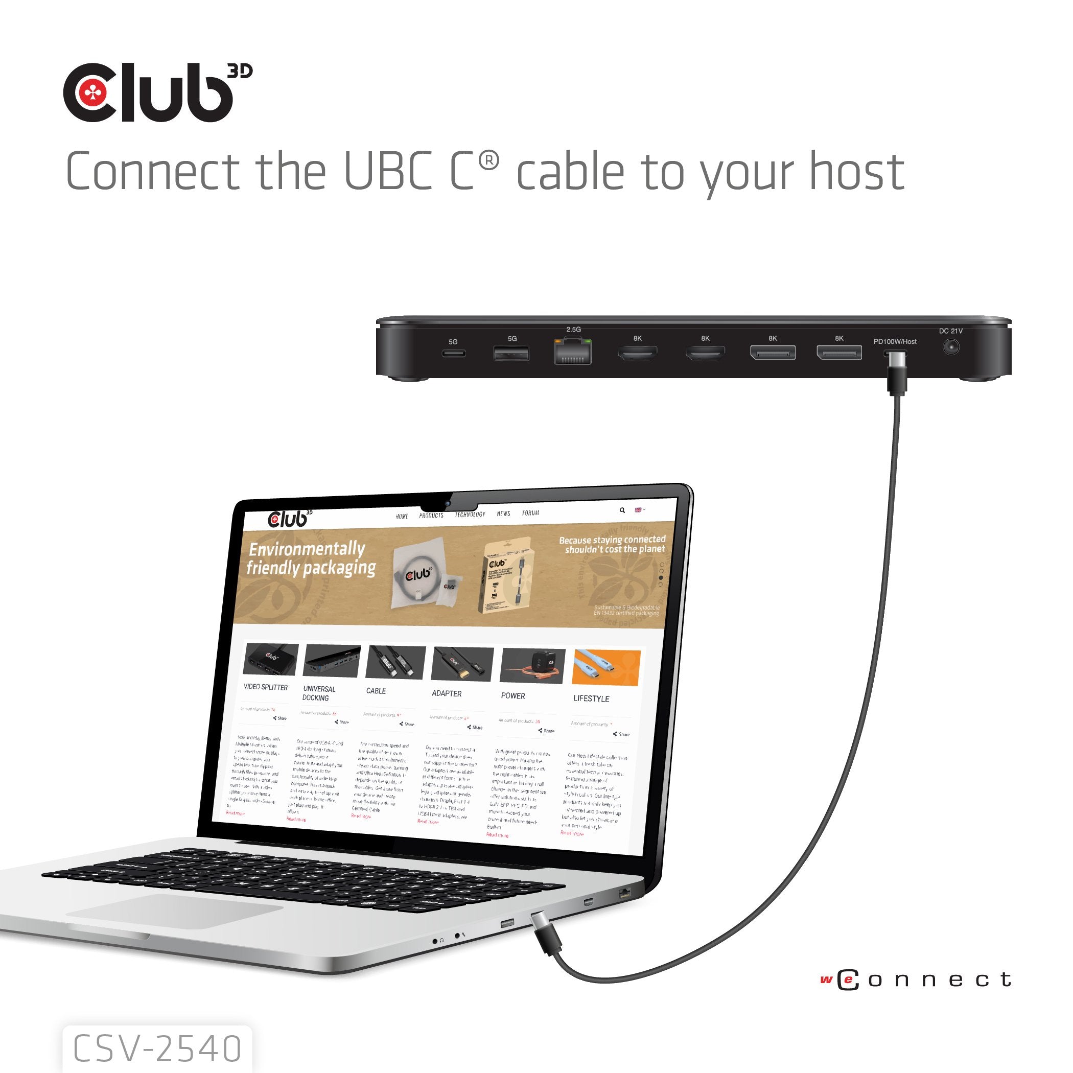 Club3d Usb-C 14in1-Dock>2xdp2.1 2xhdmi 3xusb-C 4k60hz Pd100w Retail