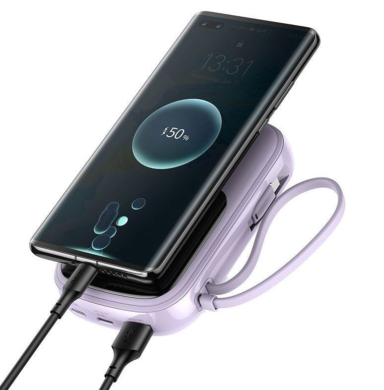 Power Bank  Baseus Qpow 20000mah, Ip, Usb, Usb-C, 20w Z Kablem Ip Fioletowy