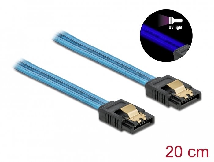 Delock Sata 6 Gb/S Cable Uv Leuchteffekt Aal 20 Cm