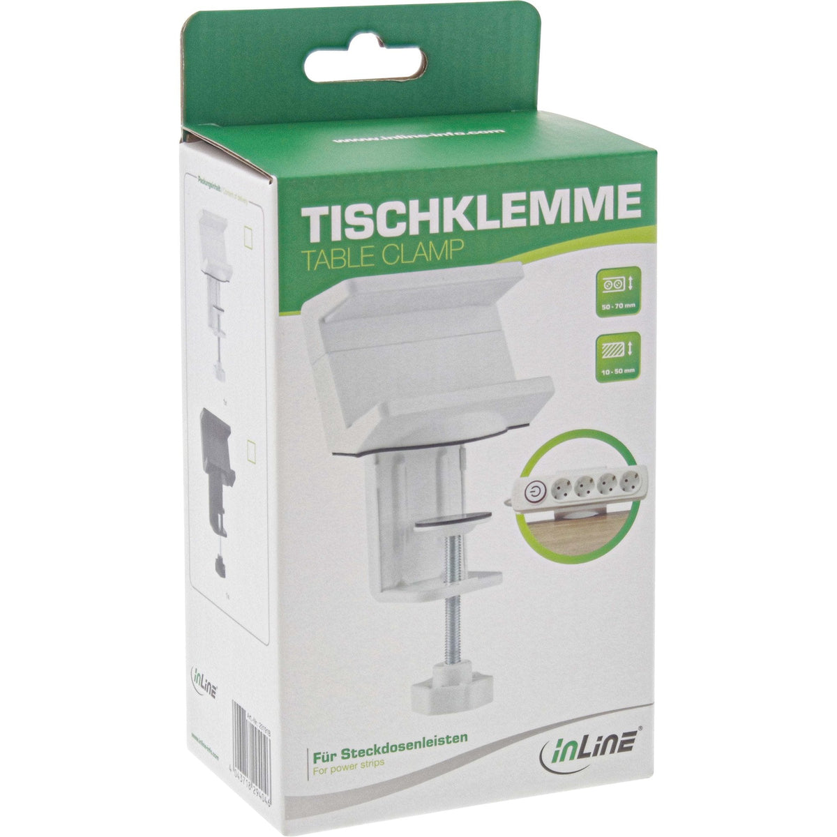 Abrazadera De Mesa Inline Para Regleta De Enchufes, Negra