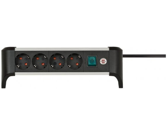 Brennenstuhl Alu-Office-Line Regleta 4 Tomas 1,8m H05vv-F 3g1,5