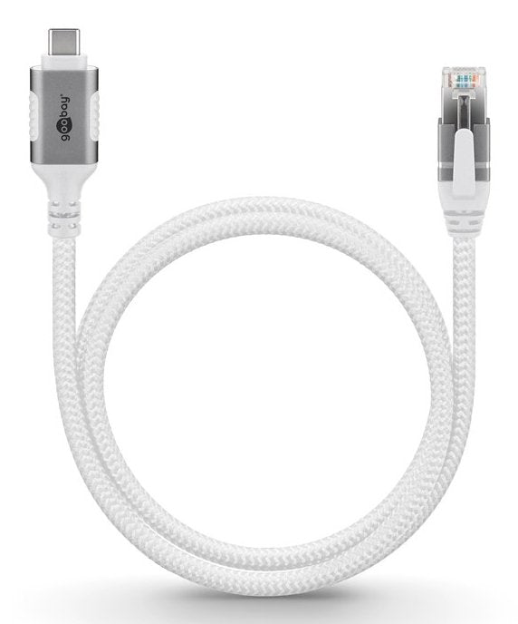 Cable Ethernet Goobay Usb-C 3.2 Gen2 Macho > Rj-45 Macho, Adaptador Lan Blanco, 10 Metros, Cubierta Textil Trenzada 74180
