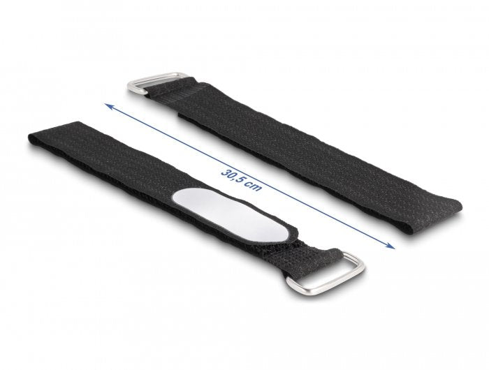 Delock Klettcablebinder Mit Schlaufe Und Beschriftungsfeld L 305 X B 25 Mm Schwarz 5 Stück