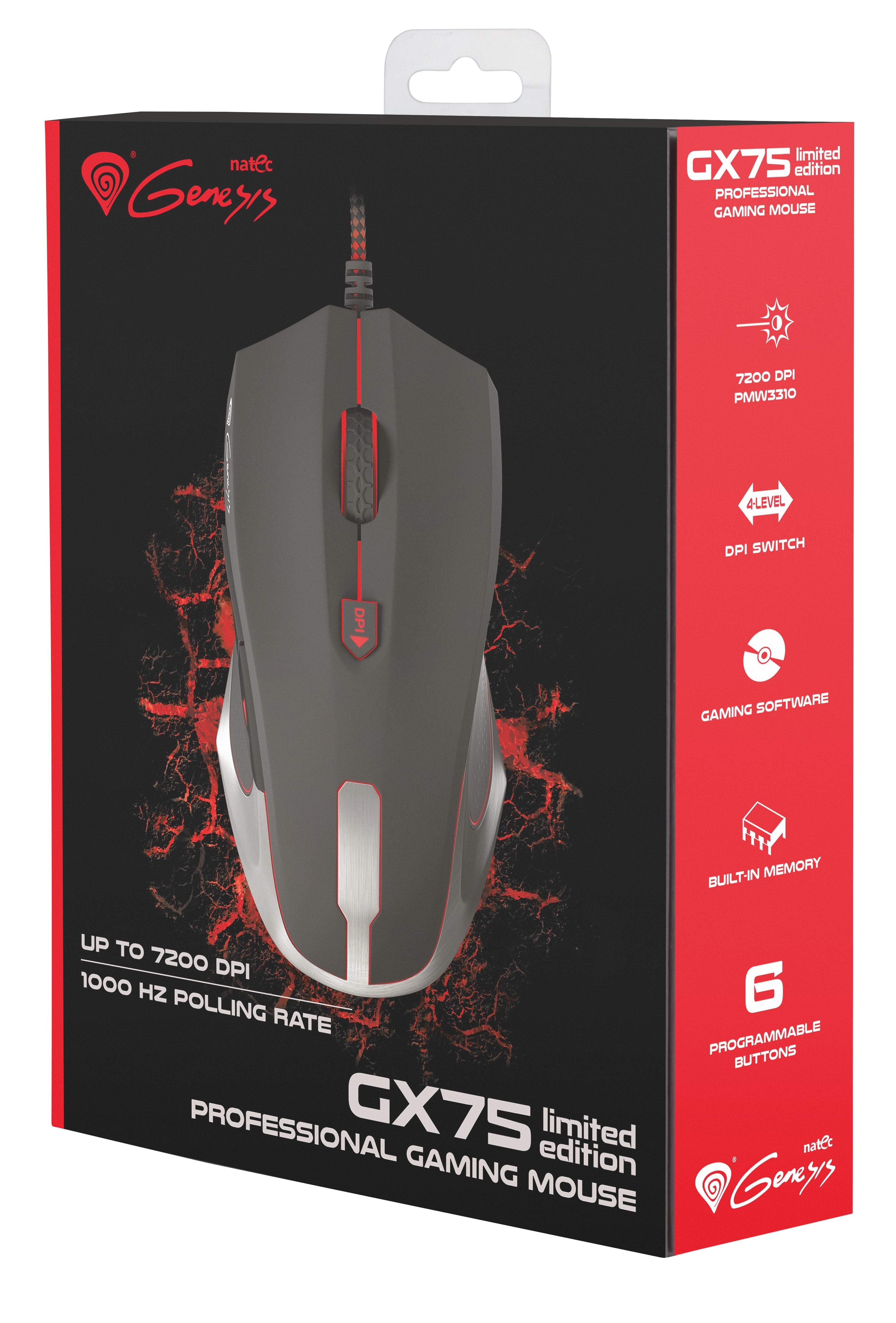 Natec Genesis Gx75 Limited Edition Ratón Usb Tipo A Óptico 7200 Dpi Ambidextro