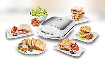 Sandwichera Unold Quadro 1100 W Plata, Blanco