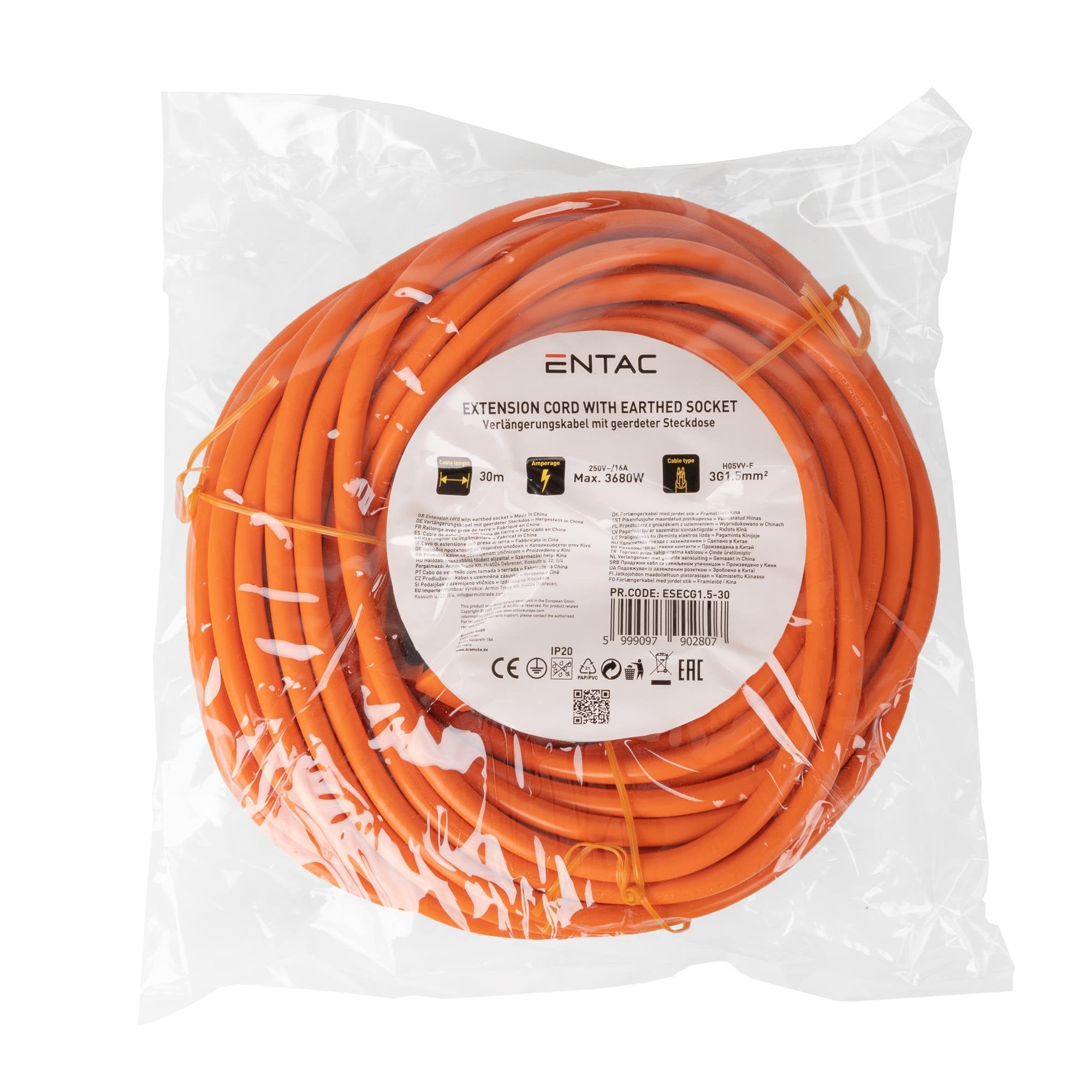 Entac Verlängerungscable 30m Naranja Ip20