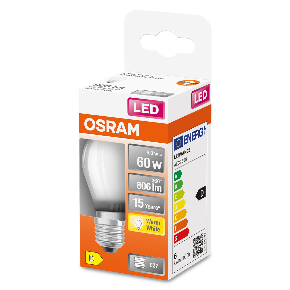 Osram Led Star - Bombilla Con Led-Filament - Form: P45 - Mate Finish - E27 - 5.5 W (Equivalente 60 W)