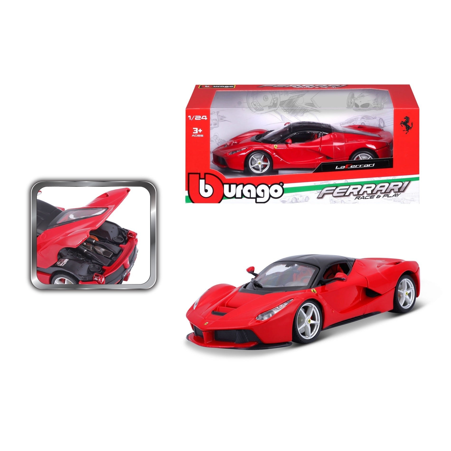 EAN 4893993260010 - BBURAGO Ferrari LaFerrari Modelo a escala de coche superdeportivo Previamente montado 1:24 imagen 3