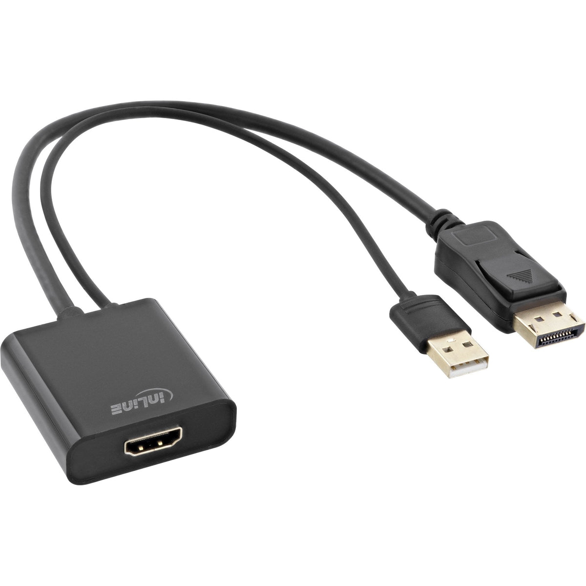 Cable Inline Hdmi F A Displayport M, 4k, Negro/Dorado, 0,3 M