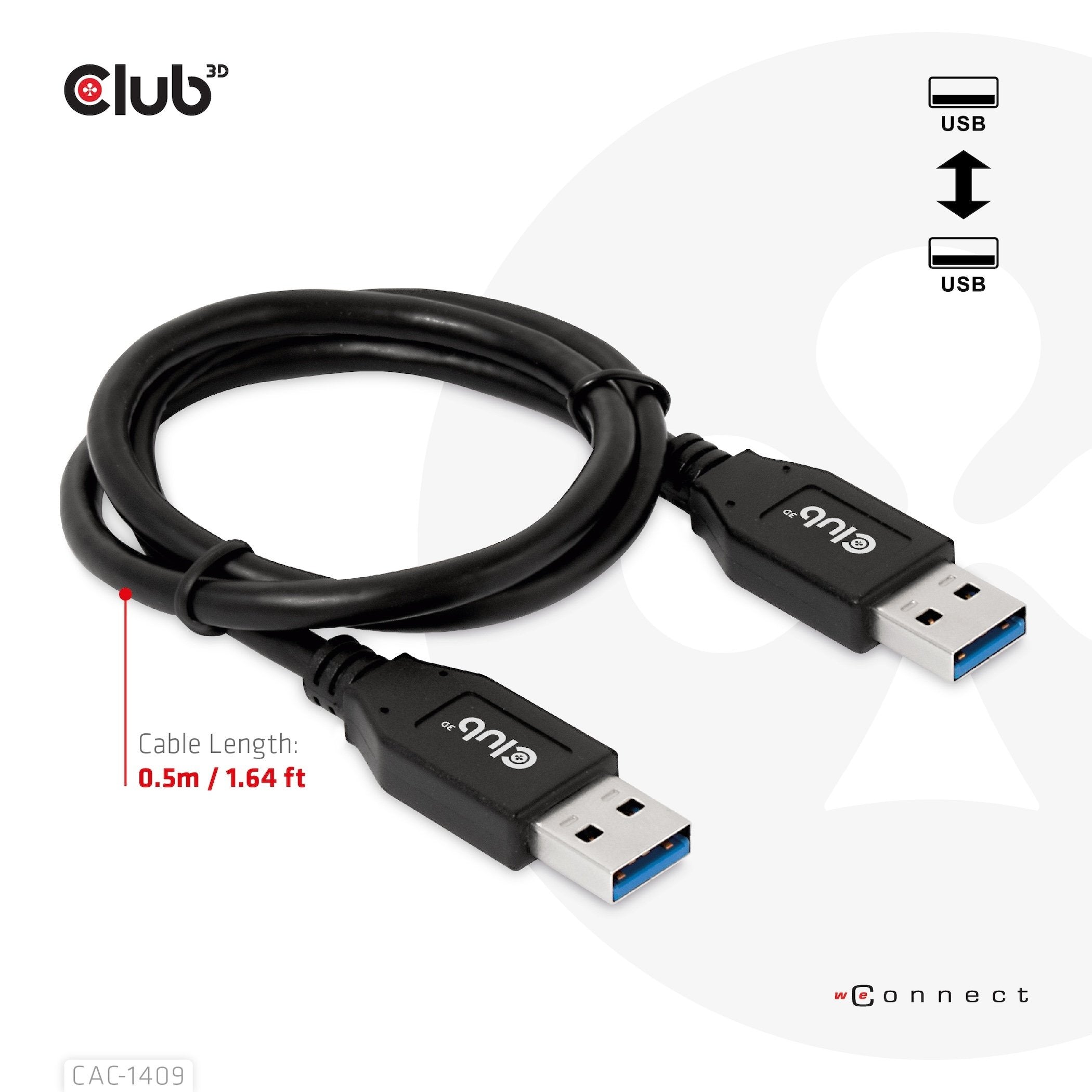Club3d Cable Usb Typ-A Gen2 0,5m 10 Gbps M M Retail
